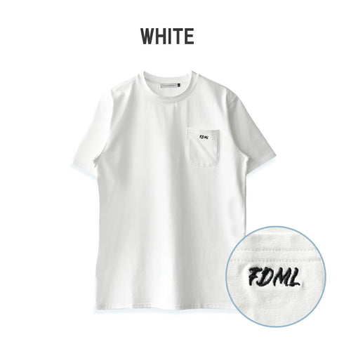 【日本製】 tシャツ メンズ 半袖 オーガニックコットン 綿100% クルーネック ワンポケット 刺繍 無地 ホワイト(FL24SS-004-wh)